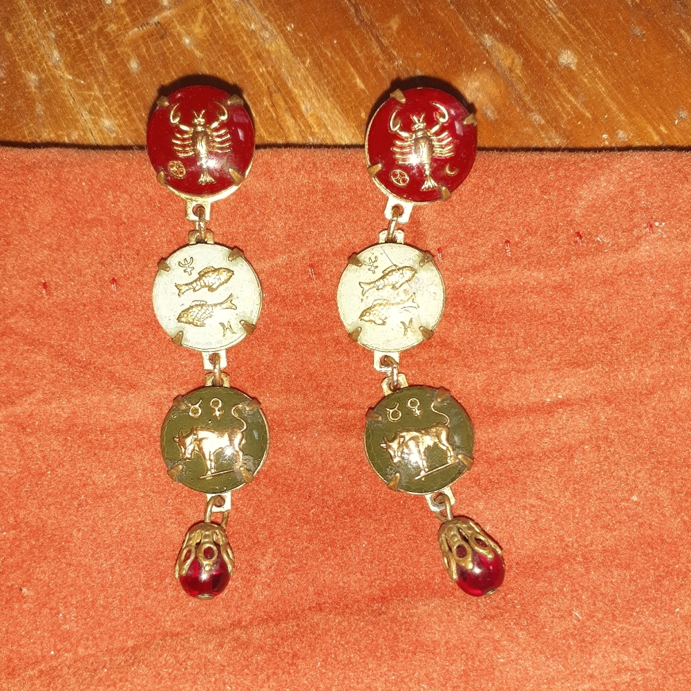 ♈♉♊Vintage Zodiac Earrings♐♏♎